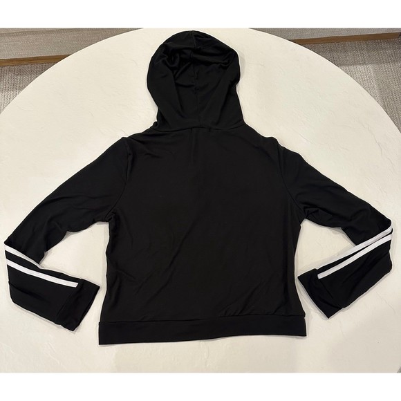 Fashion Nova Black Striped Sleeve Lightweight Cropped Hoodie - Picture 9 of 11